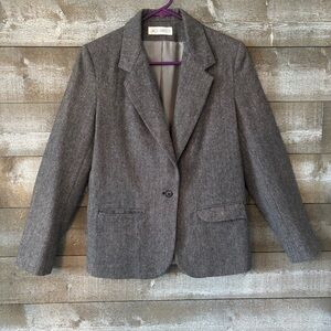 Jack Winter Vintage Women's Gray Herringbone Wool-Blend Blazer